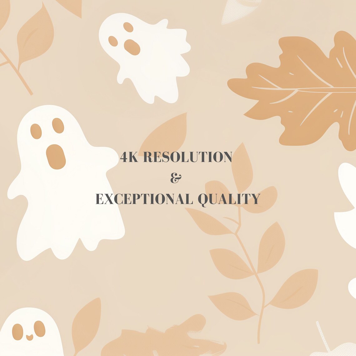 Cute Ghost Neutral Beige Aesthetic Halloween Art Print - Image 8