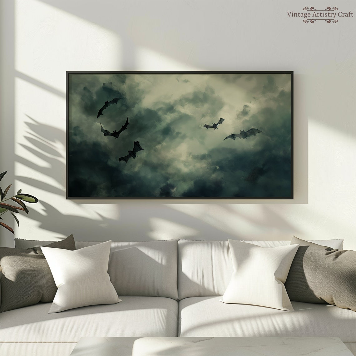 Bats Flying Through Stormy Night Clouds Dark Halloween Sky Poster - Image 4