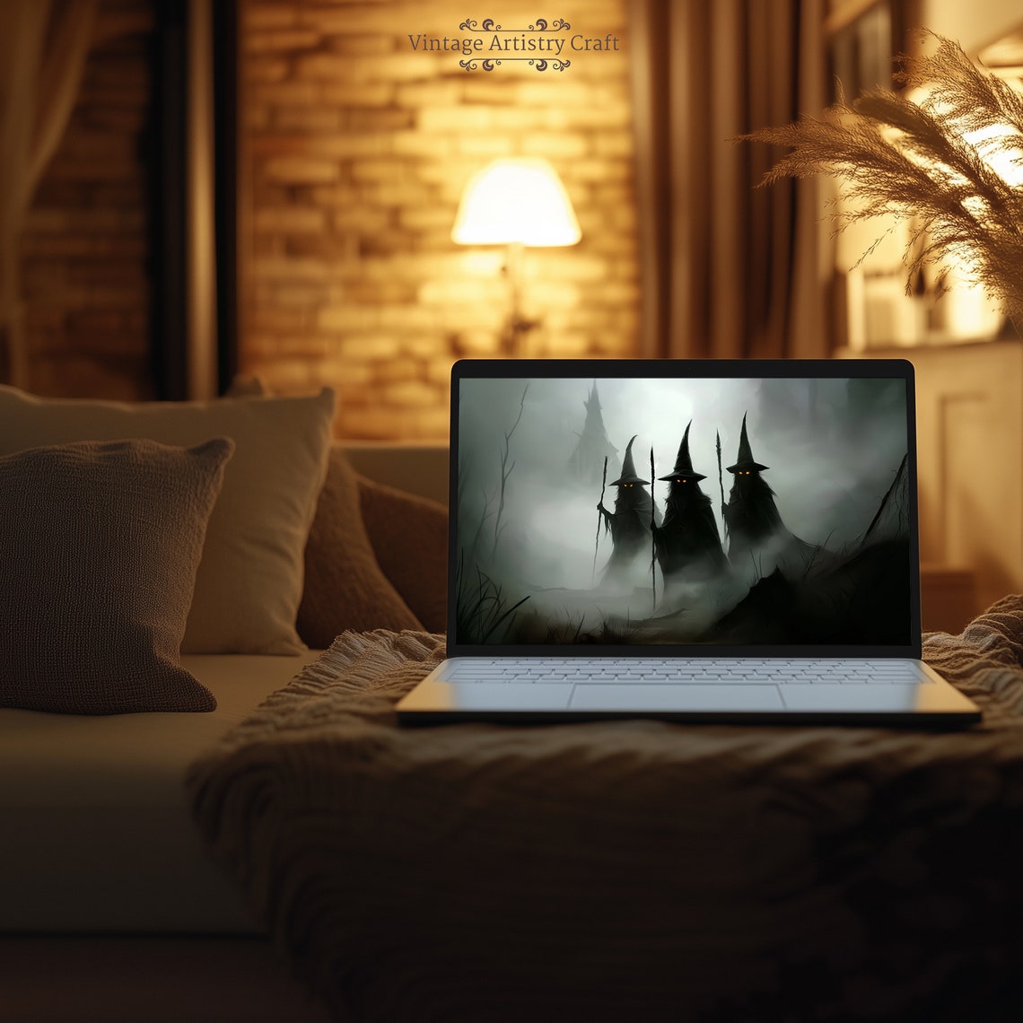 Three Witches In Misty Forest Dark Fantasy Wallpaper Art Poster - Image 3
