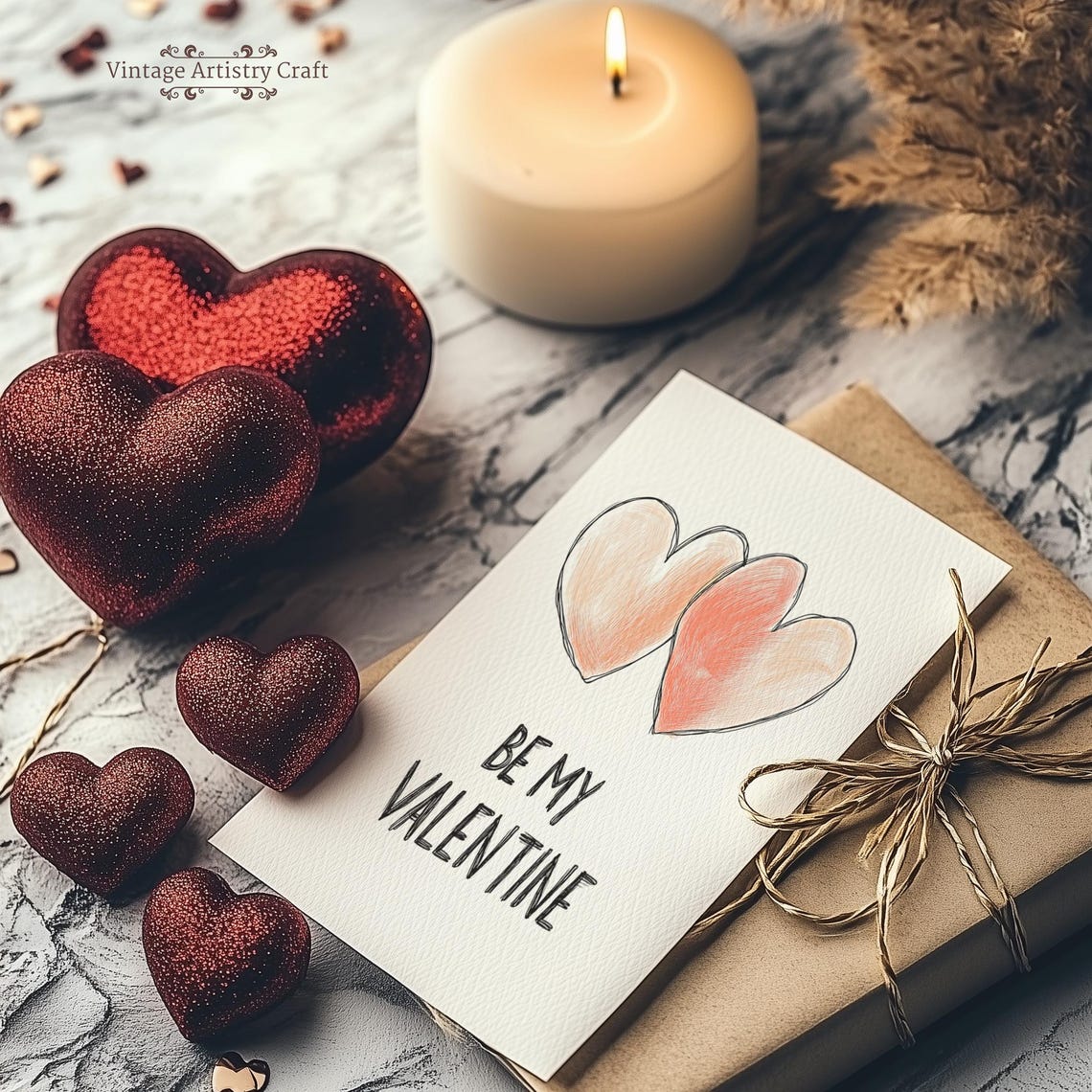Be My Valentine Heart Card Romantic Gift Box Styled Scene Poster - Image 8