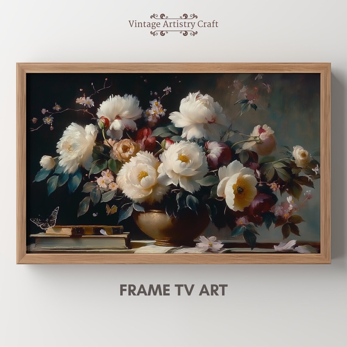 Moody Floral Still Life, Vintage Meadow Art Print