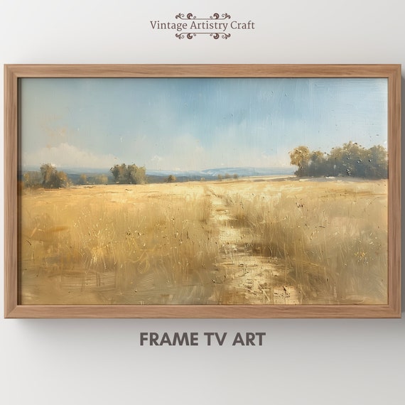 Landscape Frame Tv Art Minimalistic Country Oil Painting Hisense Tv Aesthetic Farmhouse Decor Textured Art