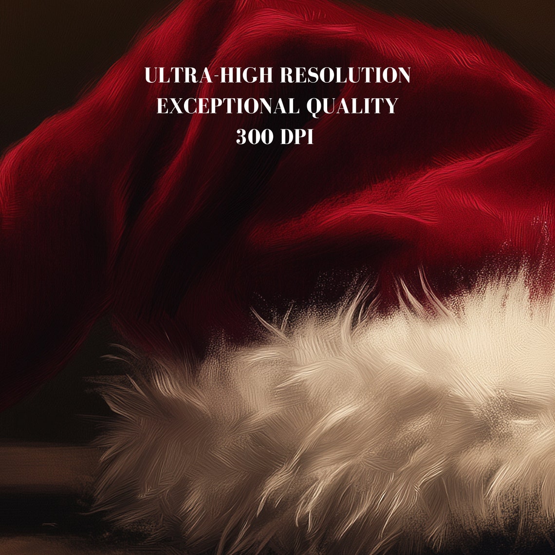 Red Santa Hat Moody Dark Background Vintage Christmas Art Poster - Image 7