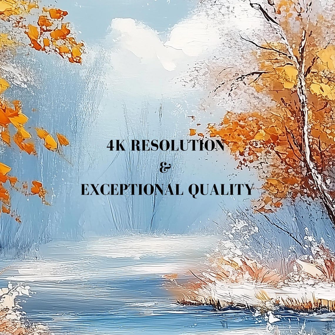 Snowy Birch Forest River Autumn Snow Impressionist Art Poster - Image 7