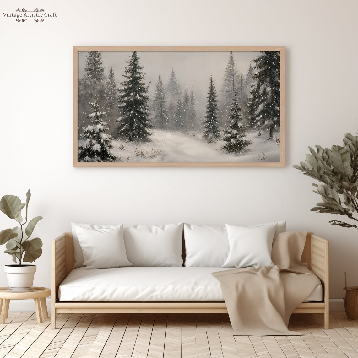 Snowy Pine Forest Winter Wonderland Christmas Painting Poster - Image 3