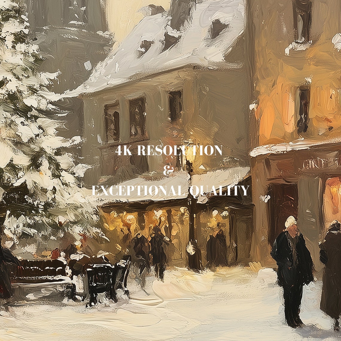 Frame Tv Art Street Christmas Town Warm Moody Winter Vintage Oil Painting Farmhouse Christmas Tv Decor 4k - Image 7