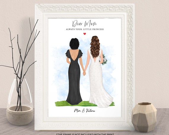 Personalized Dear Mom Mother of the Bride Portrait Art Print