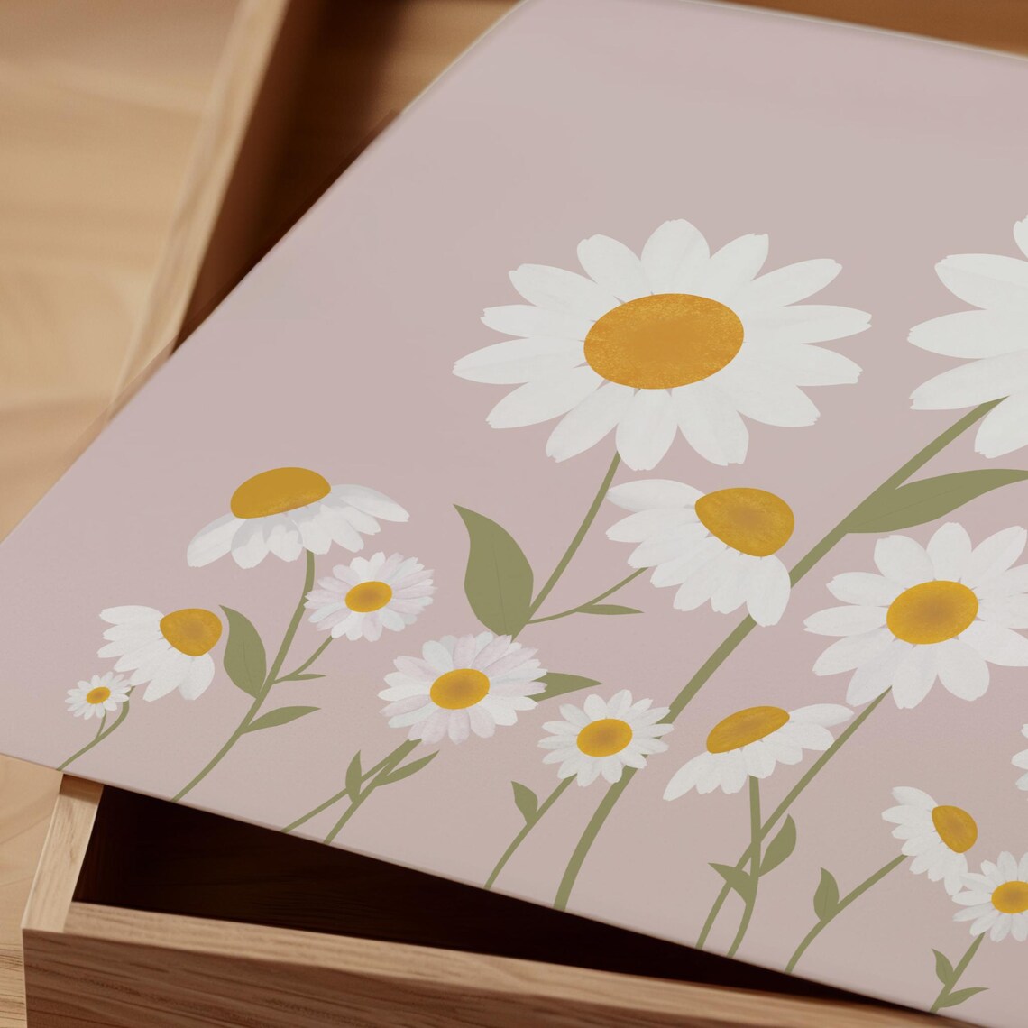 Field of Daisies, Pink Floral Nursery Art Print - Image 2