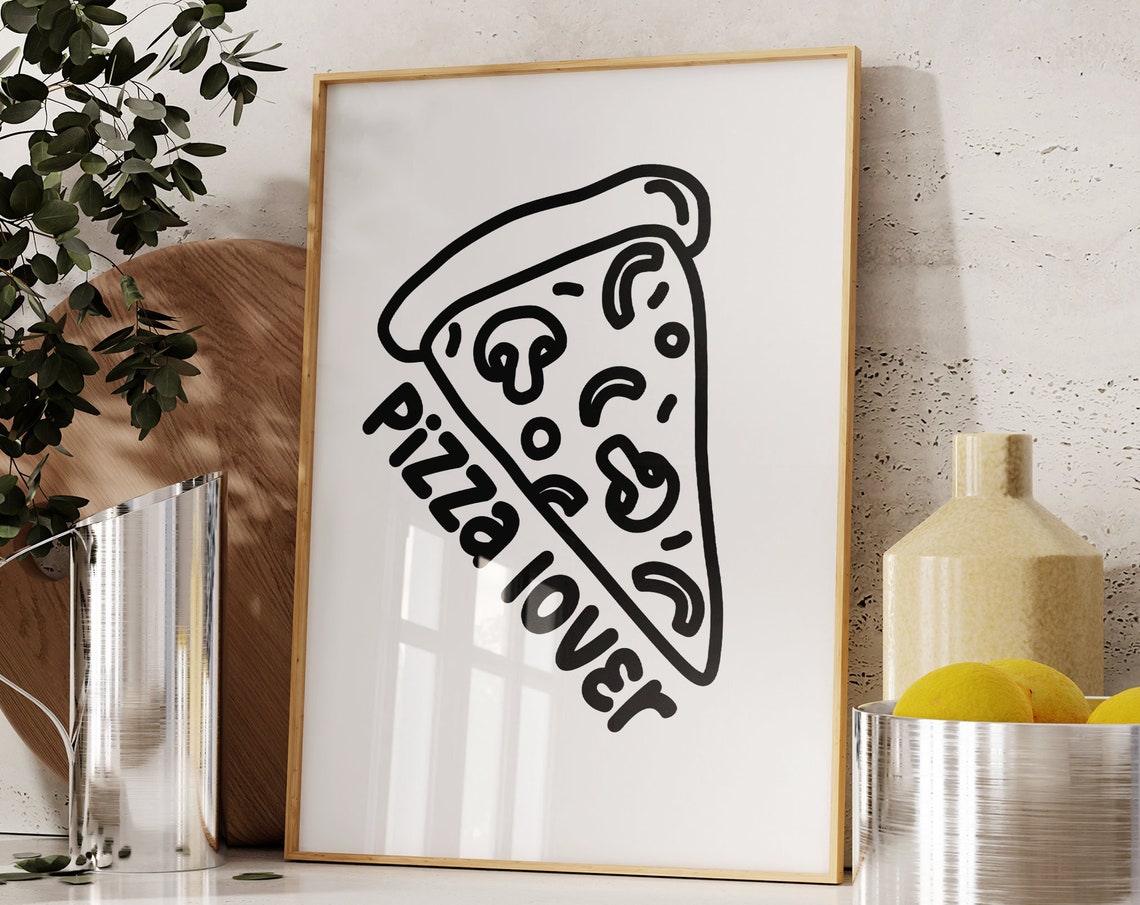 Pizza Lover Bold Slice Line Art Minimalist Kitchen Wall Poster