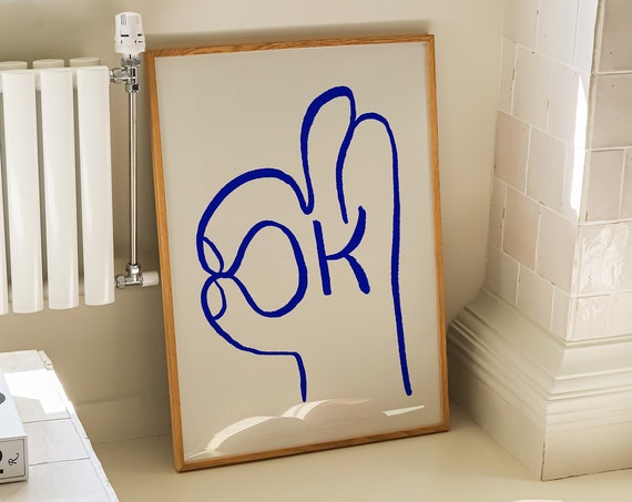 Ok Typography Funky Retro Wall Art Poster