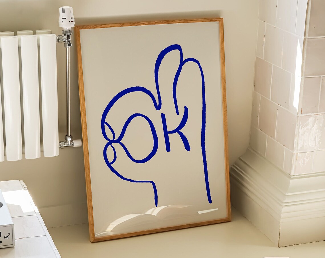 Ok Typography Funky Retro Wall Art Poster