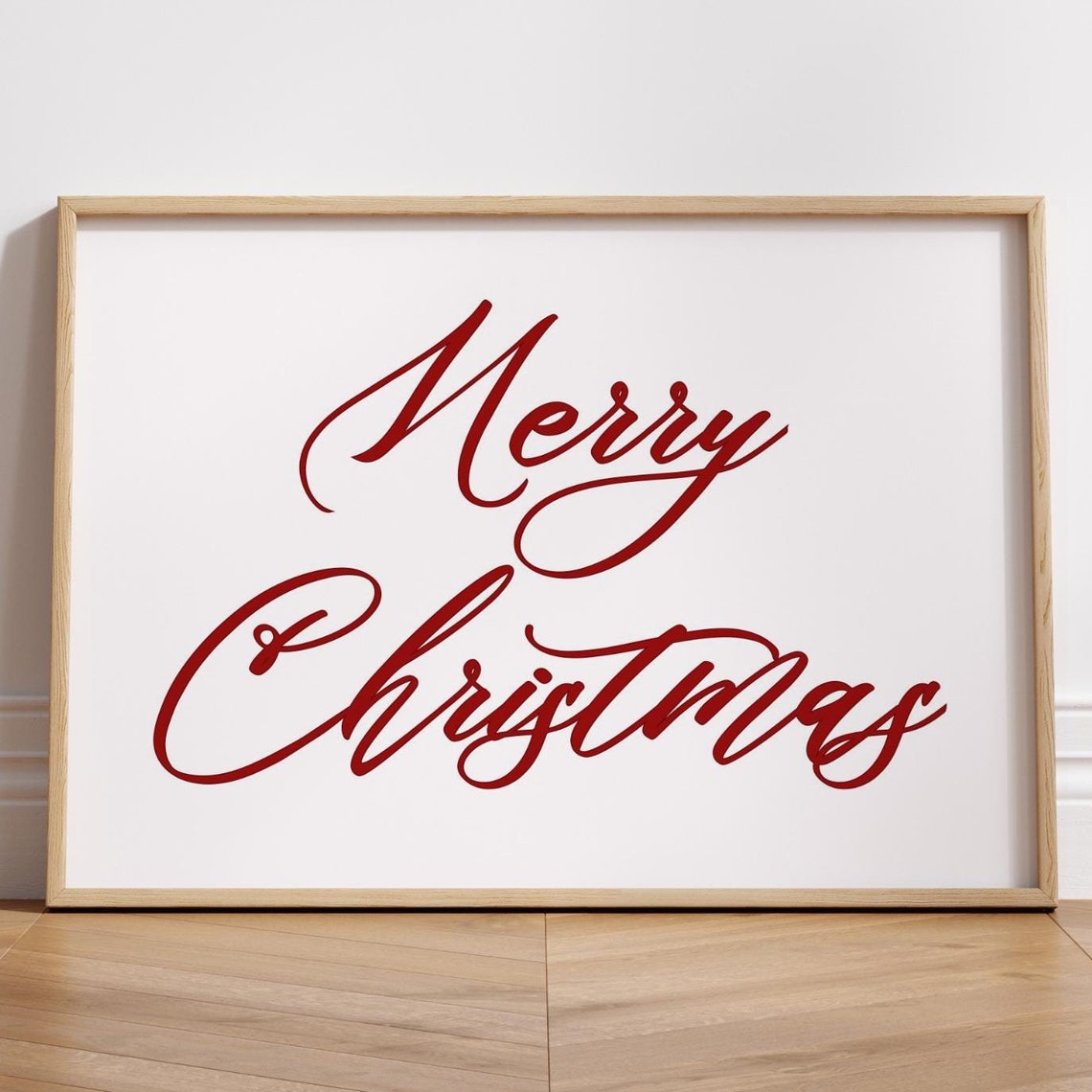 Merry Christmas Red Calligraphy Script Elegant Holiday Poster