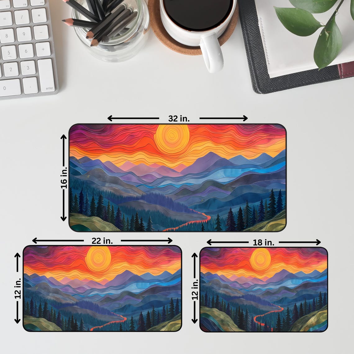 Sunset Mountain Layers Abstract Paper Cut Landscape Colorful Poster - Image 5