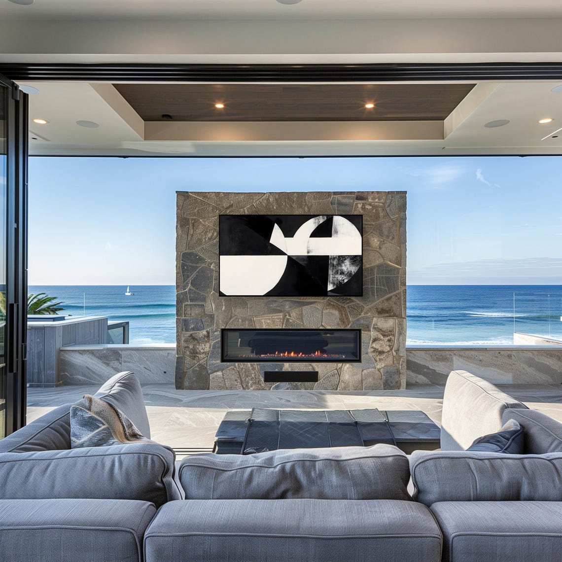 Minimalist Abstract Black And White Tv Art Frame Tv Artwork Bold Geometric Shapes With Modern Design Monochrome Wall Decor - Image 4
