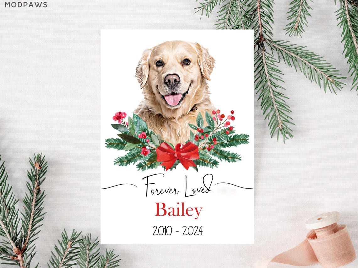 Forever Loved Golden Retriever Pet Memorial Portrait Keepsake Print
