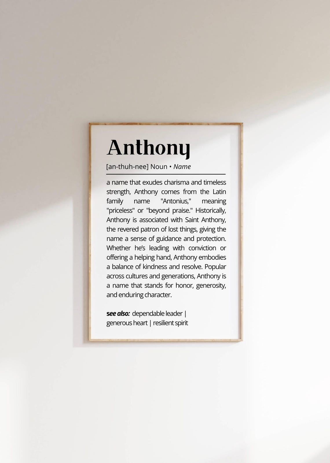 Anthony Name Definition Wall Art Personalized Name Meaning Print Unique Gift Minimalist Inspirational Custom Name Art Home Decor Poster - Image 2