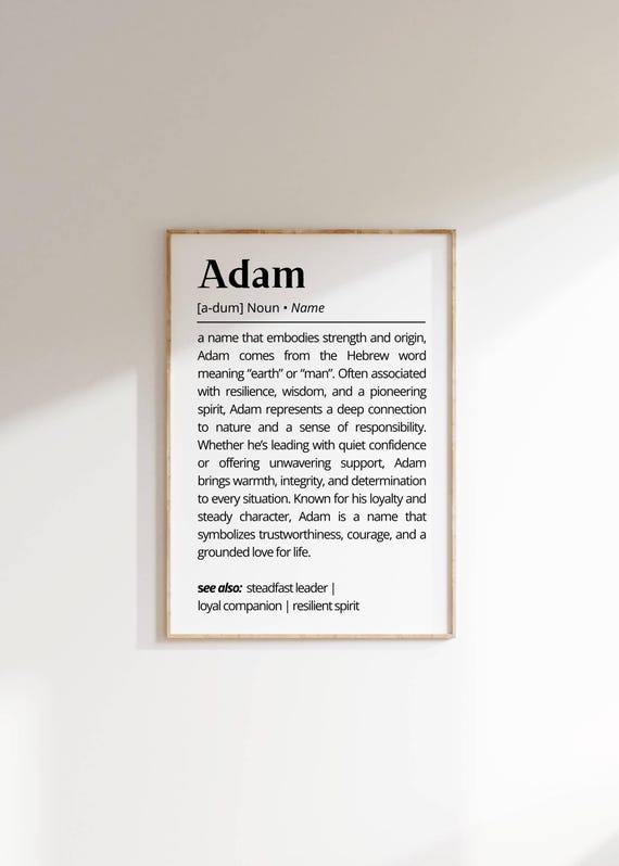 Adam Name Definition Print Personalized Name Gift Unique Minimalistic Wall Art Gift For Him Typography Name Present Home Art Decor Poster