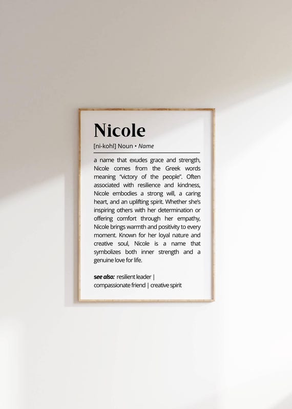 Nicole Name Definition Art Print, Personalized Typography