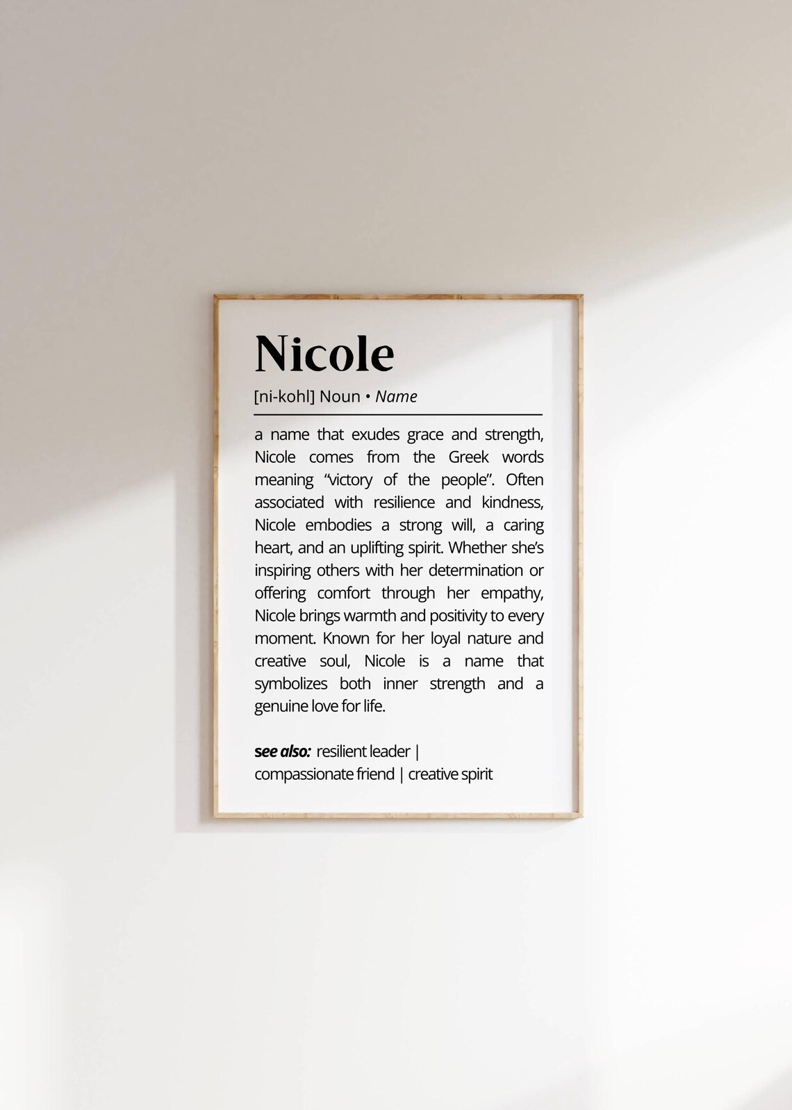 Nicole Name Definition Art Print, Personalized Typography
