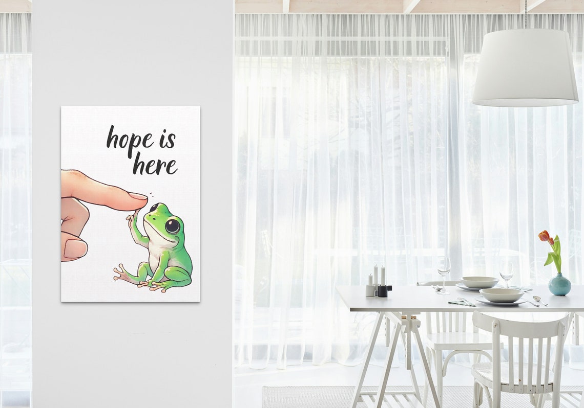 Hope Is Here Smiling Green Frog Pinky Promise Optimism Poster - Image 3