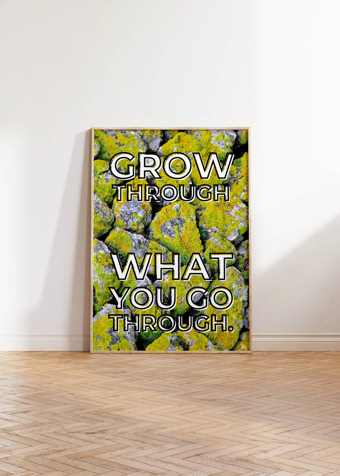 Grow Through What You Go Through Mossy Rocks Resilience Wall Poster - Image 3