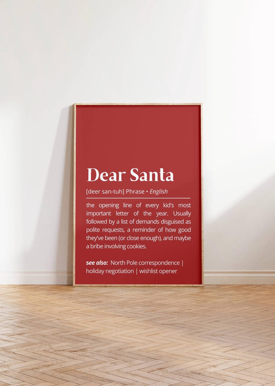 Dear Santa Definition Kids Christmas Letter Dictionary Style Poster - Image 2