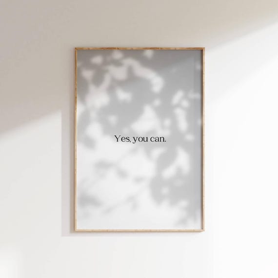 Yes You Can Motivational Wall Art Minimalist Inspirational Quote Print Encouragement Poster Modern Positive Affirmation Decor Gift For Her