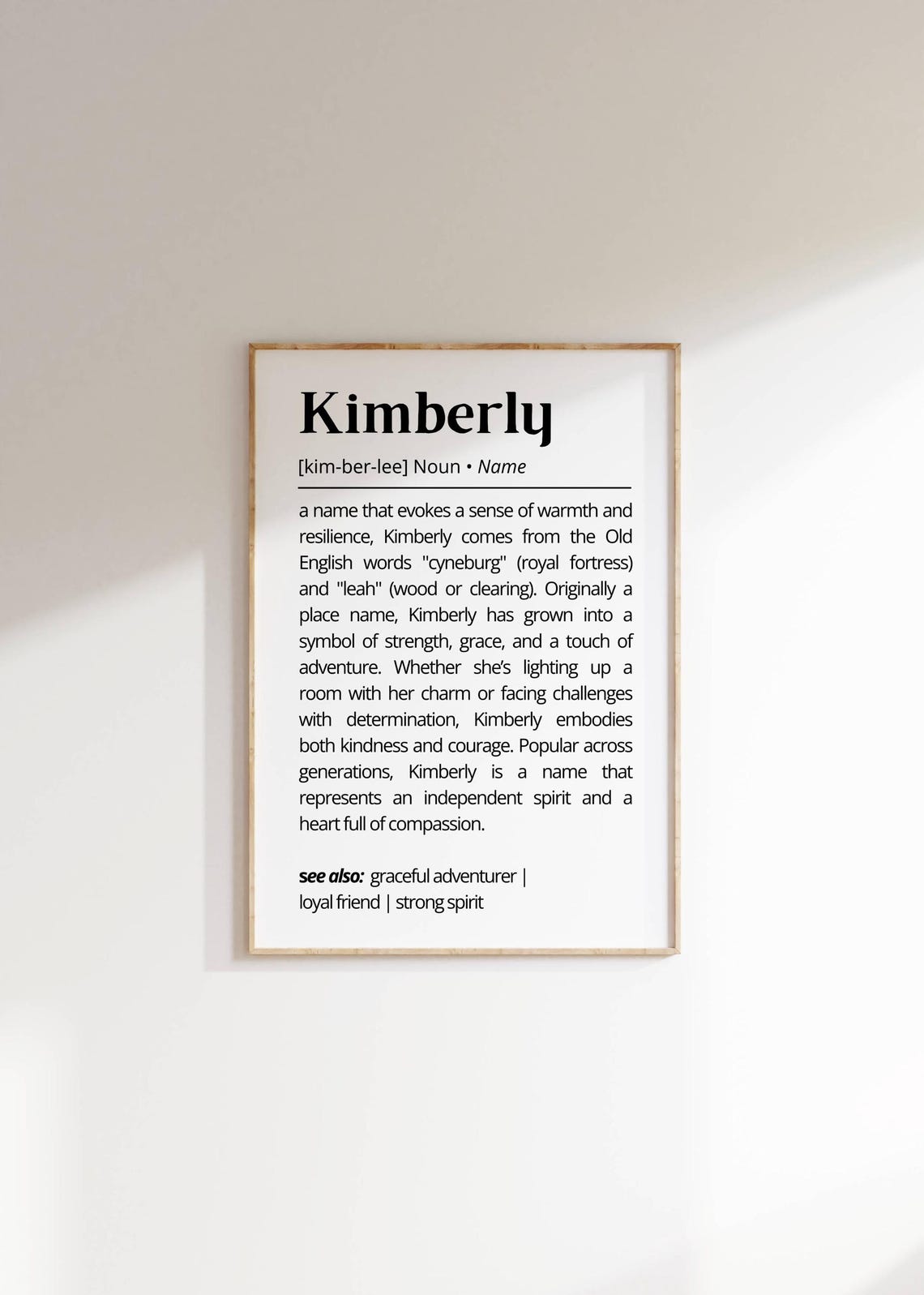 Kimberly Name Definition Print Personalized Meaning Grace Gift Art - Image 2