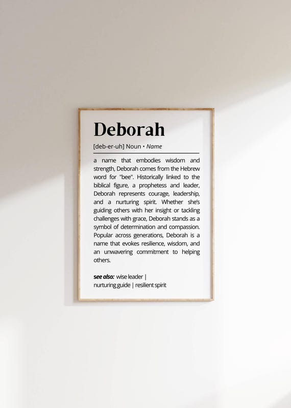 Deborah Name Definition Wall Art Typography Name Meaning Poster Modern Minimalist Unique Personalized Name Gift For Her Home Decor