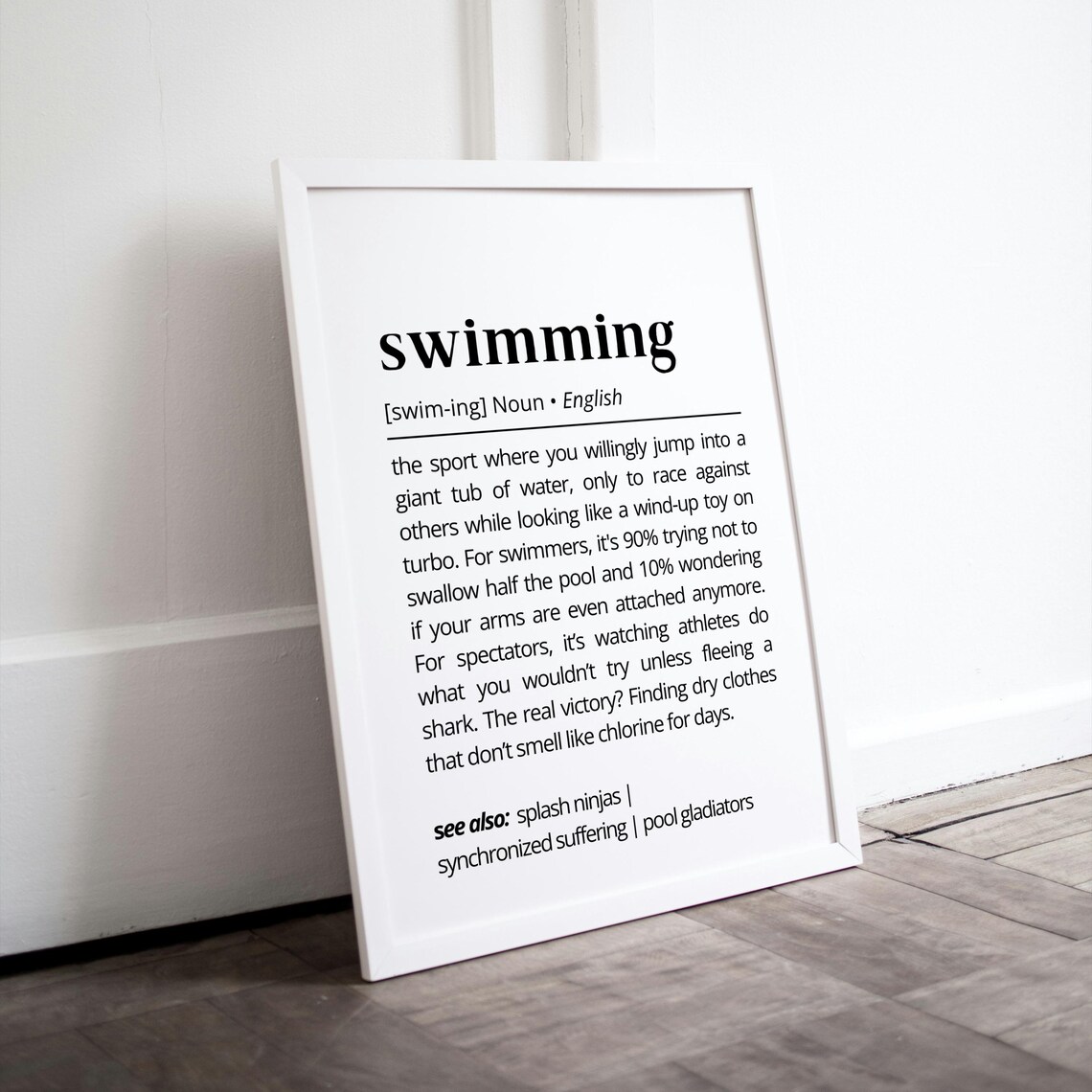 Swimming Definition Funny Sports Typography Art Print - Image 2