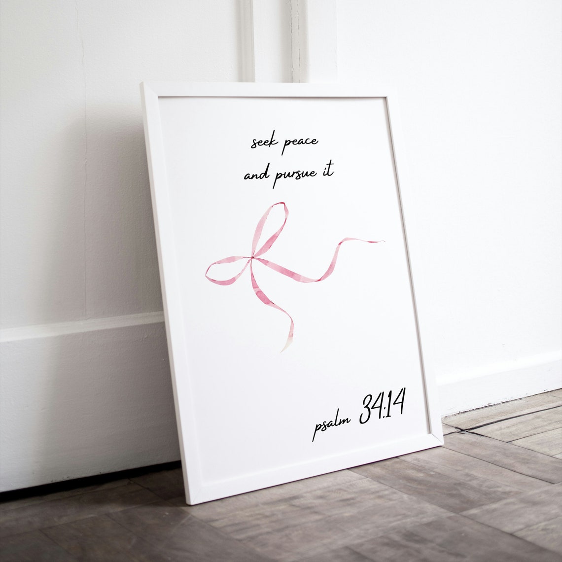 Seek Peace And Pursue It Psalm 34 14 Pink Ribbon Faith Poster