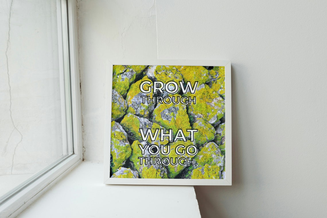 Grow Through What You Go Through Mossy Rocks Resilience Wall Poster - Image 2