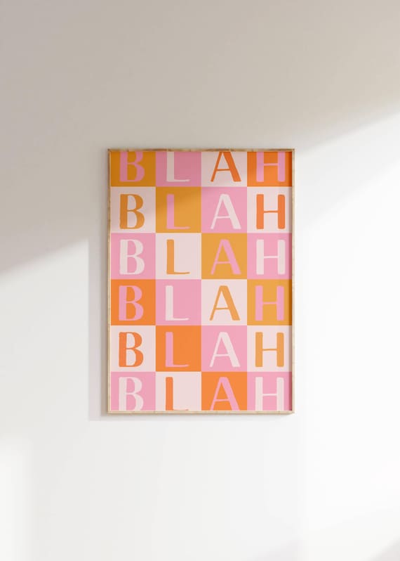 Colorful Blah Blah Blah Wall Art Fun Typography Print Modern Pop Art Poster Quirky Home Decor Vibrant Pattern Artwork Bold Statement Piece