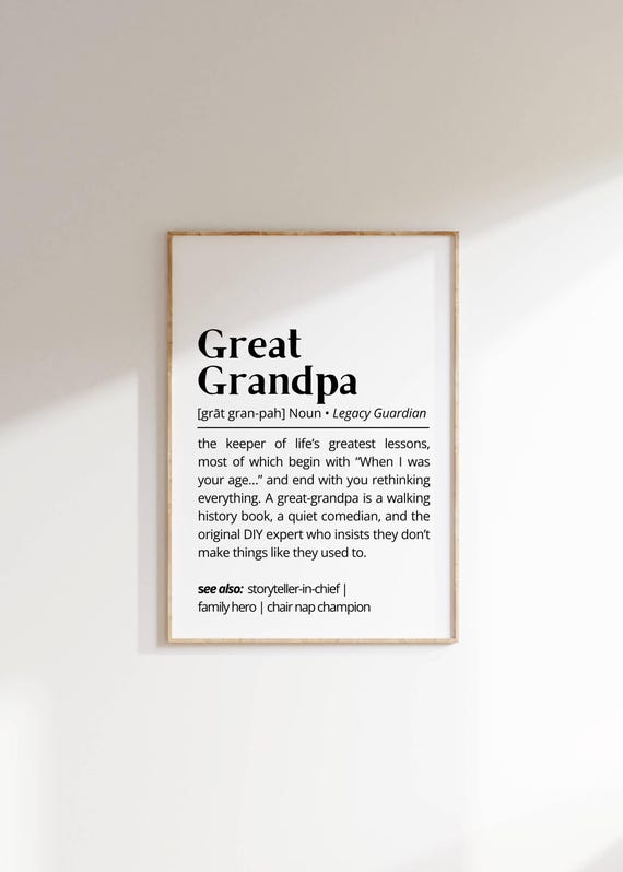Great Grandpa Definition Personalized Typography Art Print