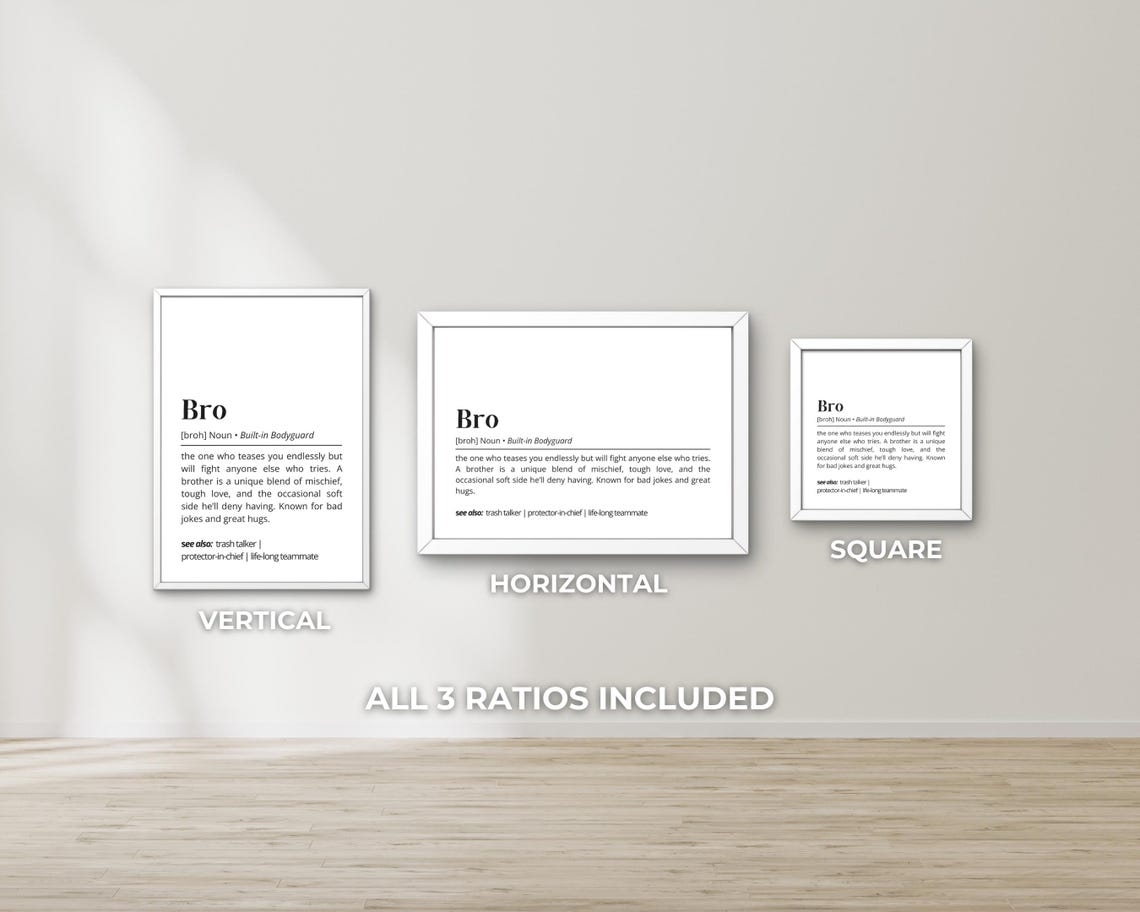 Bro Definition Wall Art Personalized Gift Poster Gift For Brothers Humorous Minimalist Typography Art Decor Family Prints - Image 3