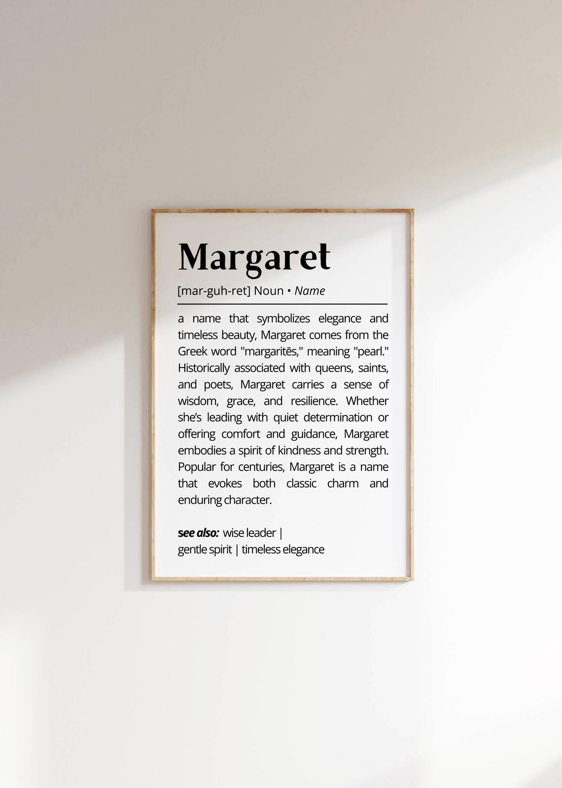 Margaret Name Definition Print Personalized Meaning Pearl Gift Art - Image 2