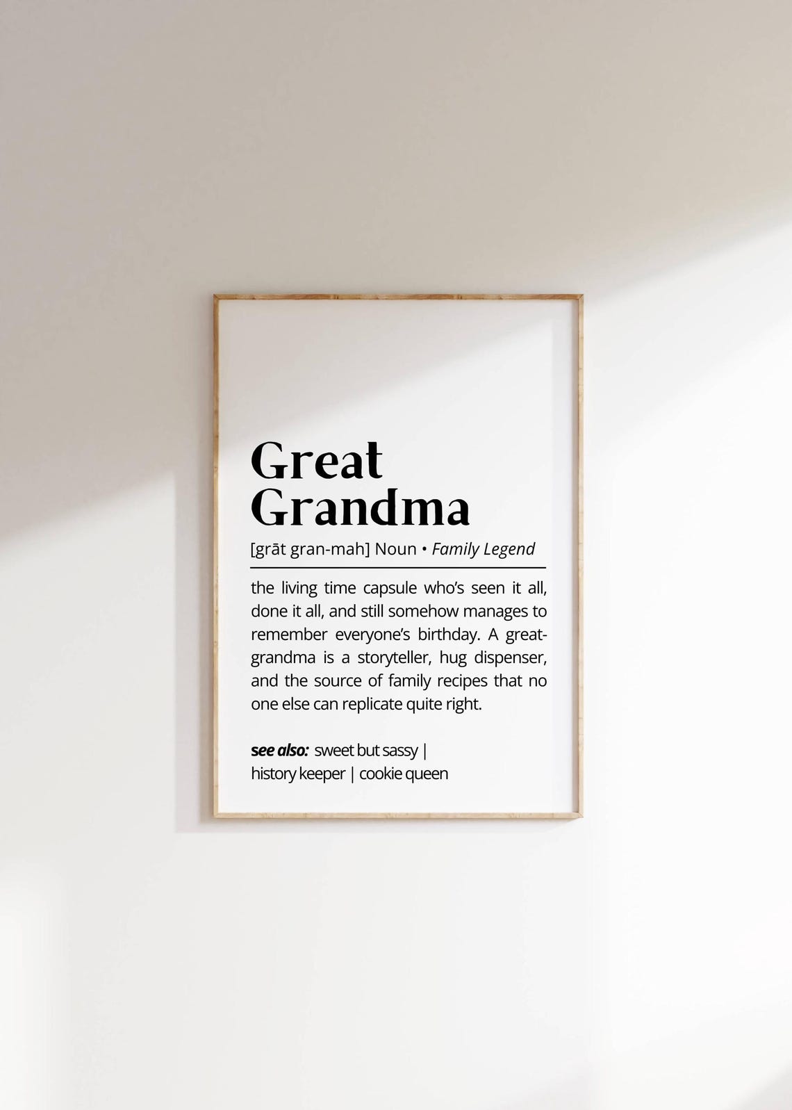 Great Grandma Definition Dictionary Family Legend Gift Poster Art