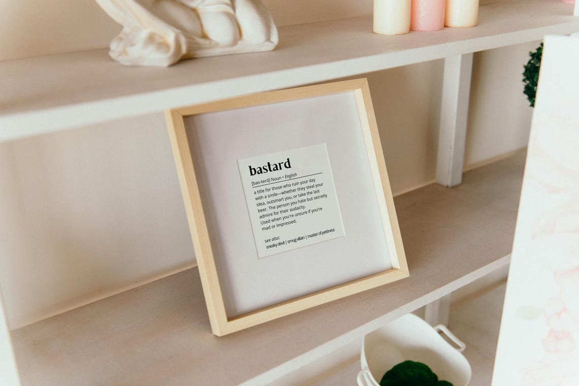Bastard Definition Poster Funny Dictionary Style Minimalist Wall Decor - Image 2