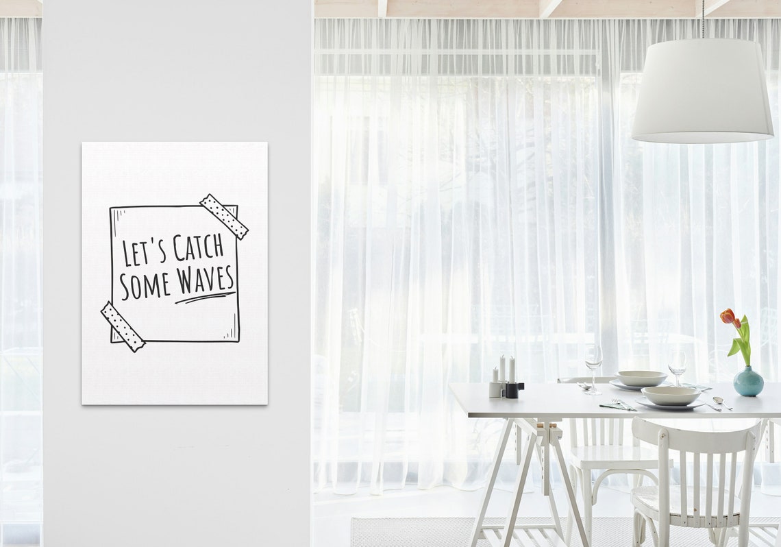 Lets Catch Some Waves Taped Note Surf Summer Wall Decor Poster - Image 3