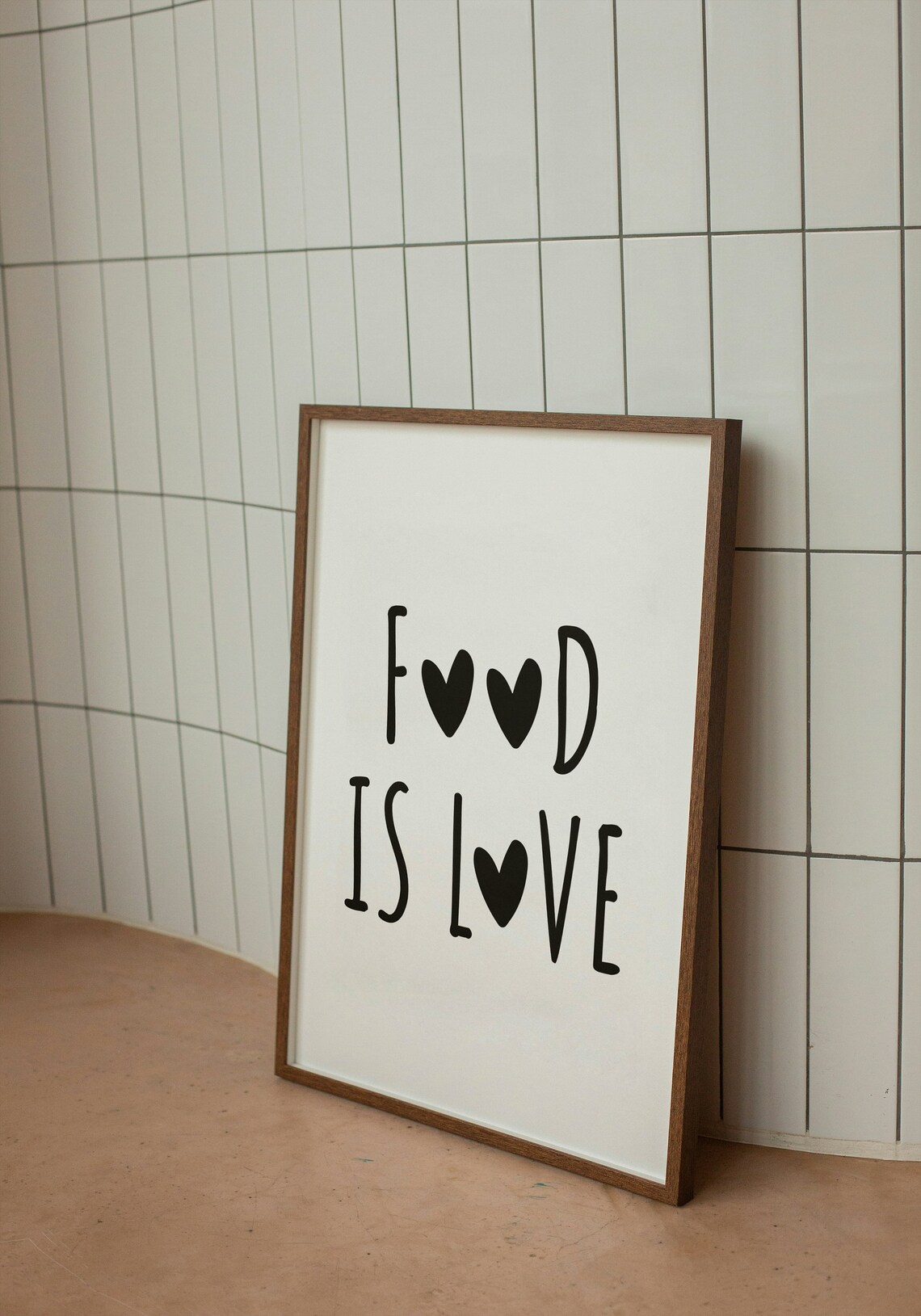 Food Is Love Modern Kitchen Quote Art Print
