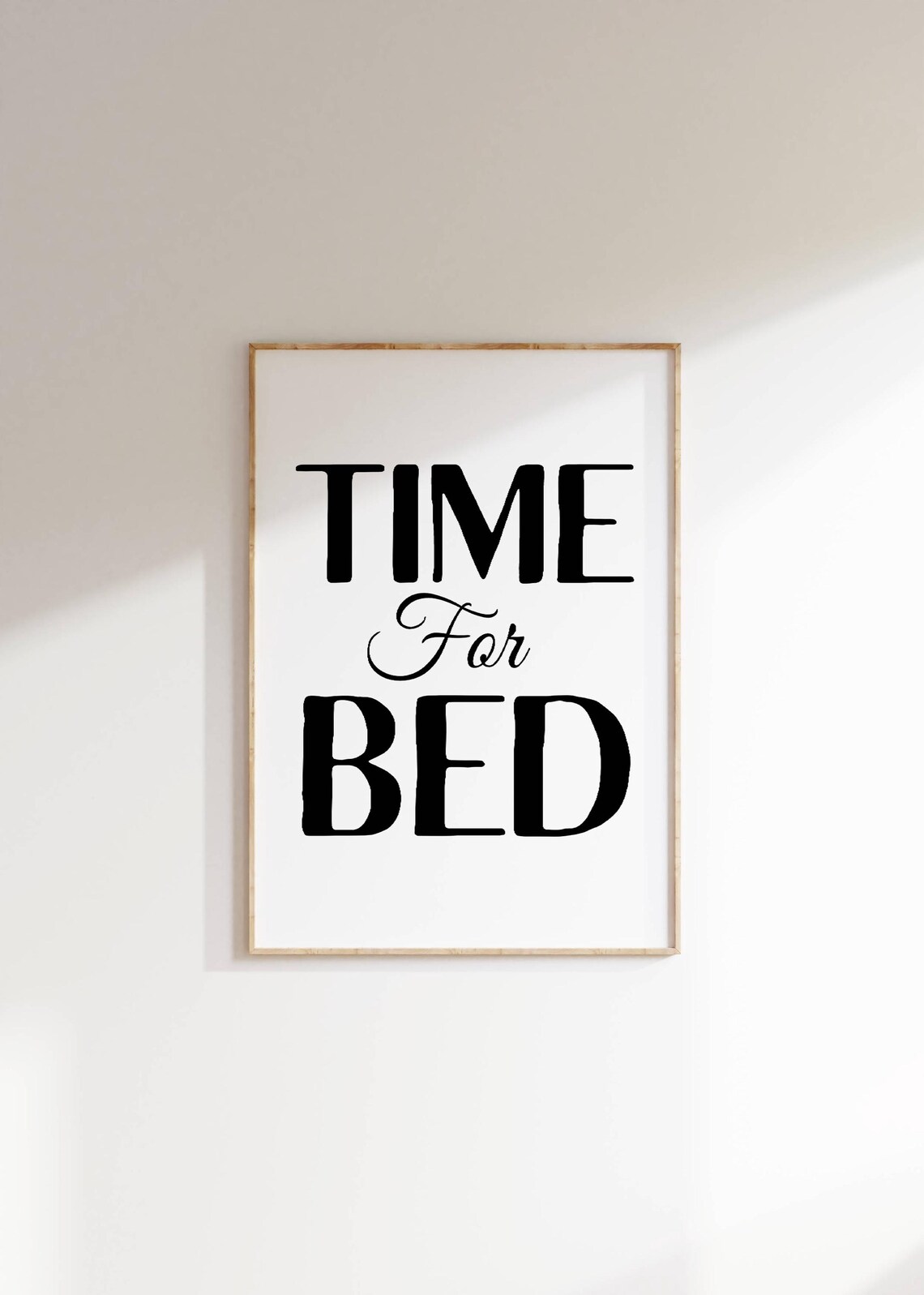 Time For Bed Minimalist Black And White Bedroom Sleep Wall Poster - Image 3