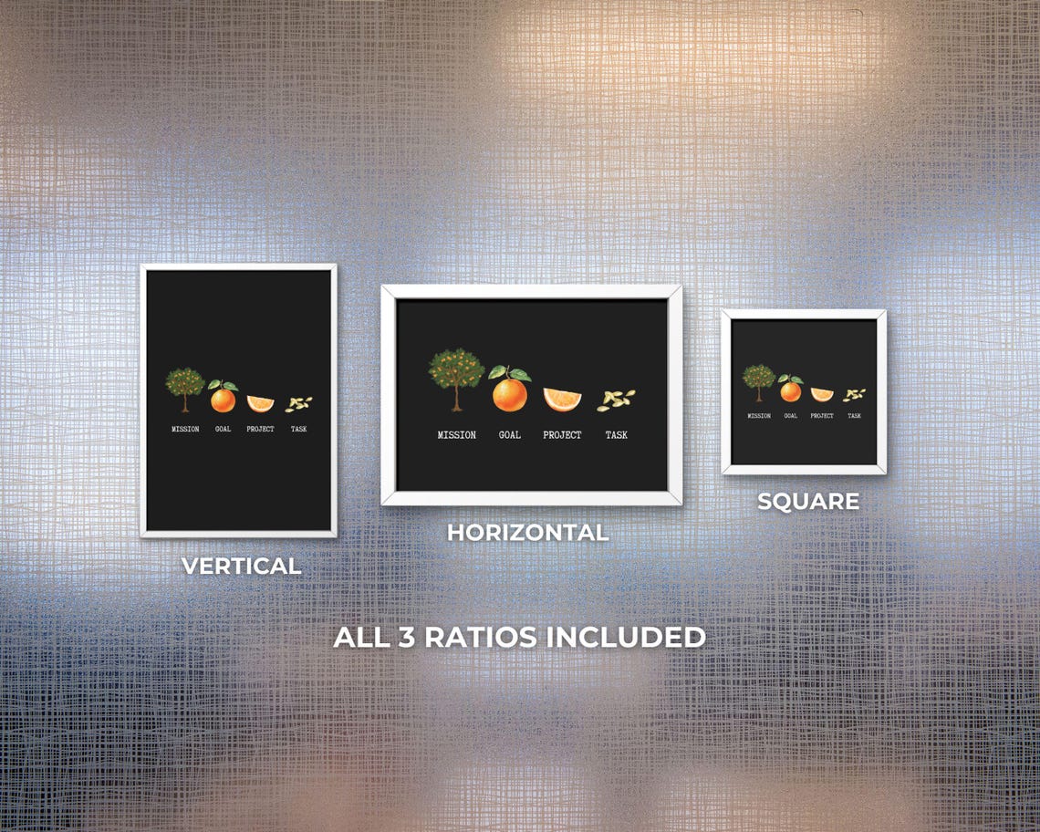 Mission Goal Project Task Orange Tree Funny Infographic Black Poster - Image 3