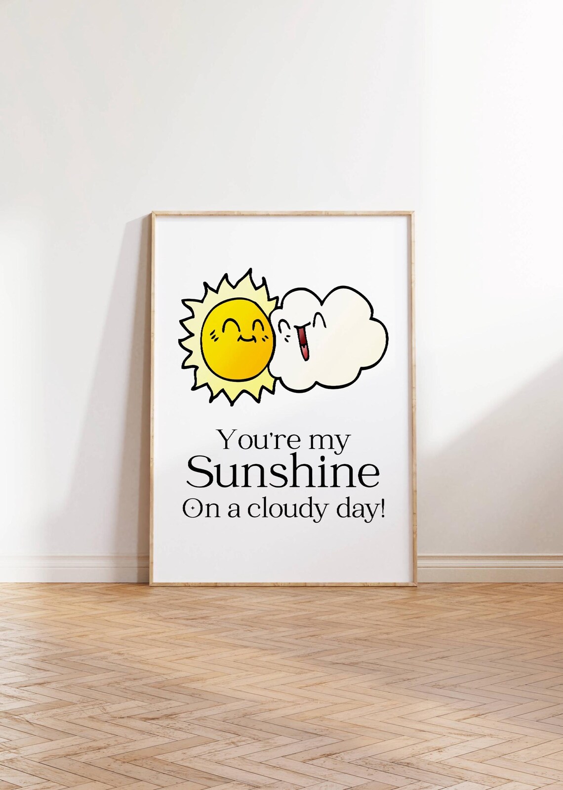 Youre My Sunshine Smiling Sun Cloud Cute Kids Nursery Poster - Image 3