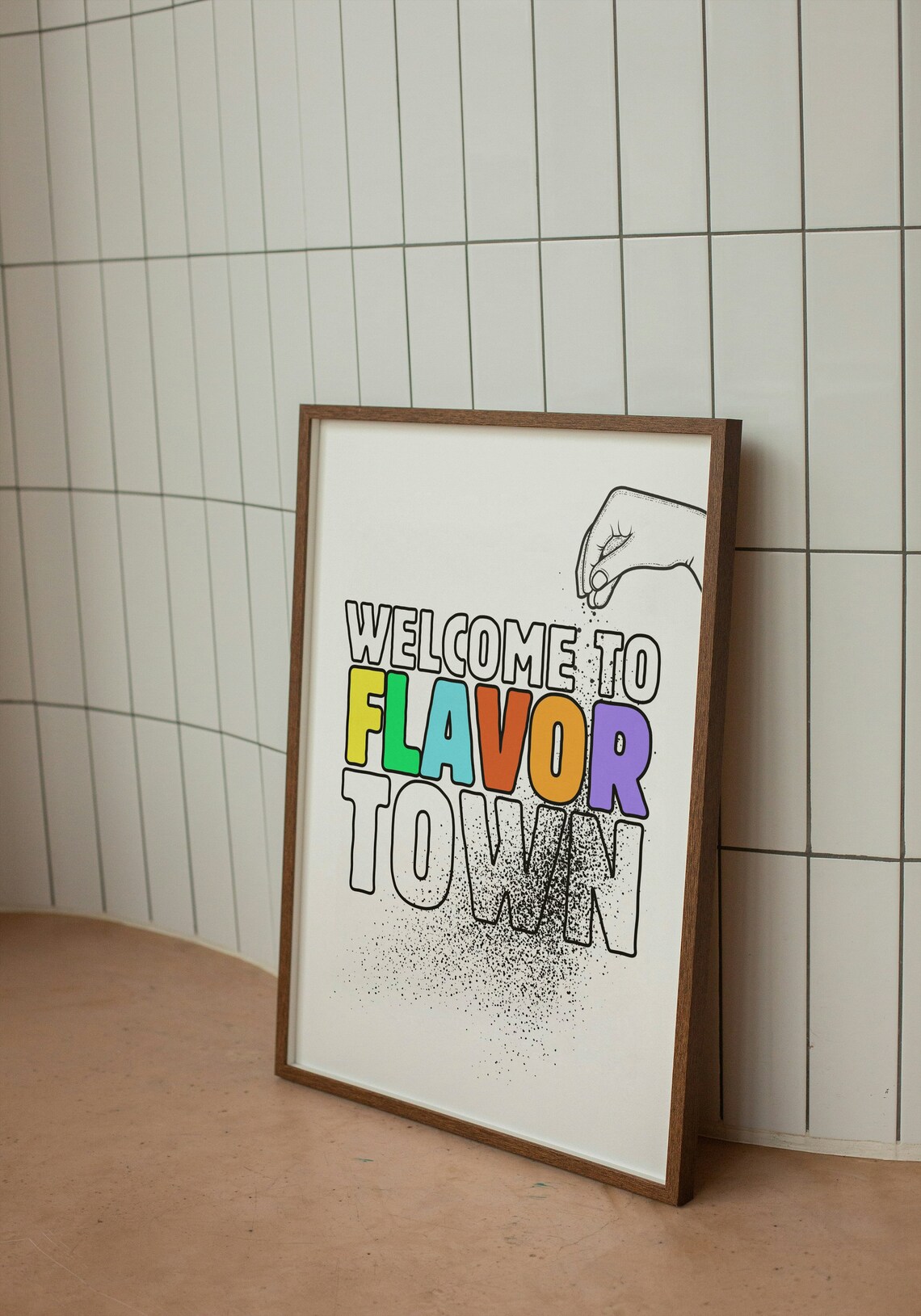 Welcome to Flavor Town Colorful Kitchen Foodie Quote Art Poster
