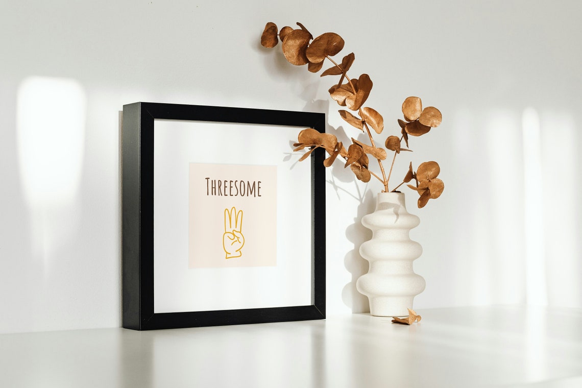 Threesome Three Fingers Hand Gesture Retro Cream Funny Quote Poster - Image 3