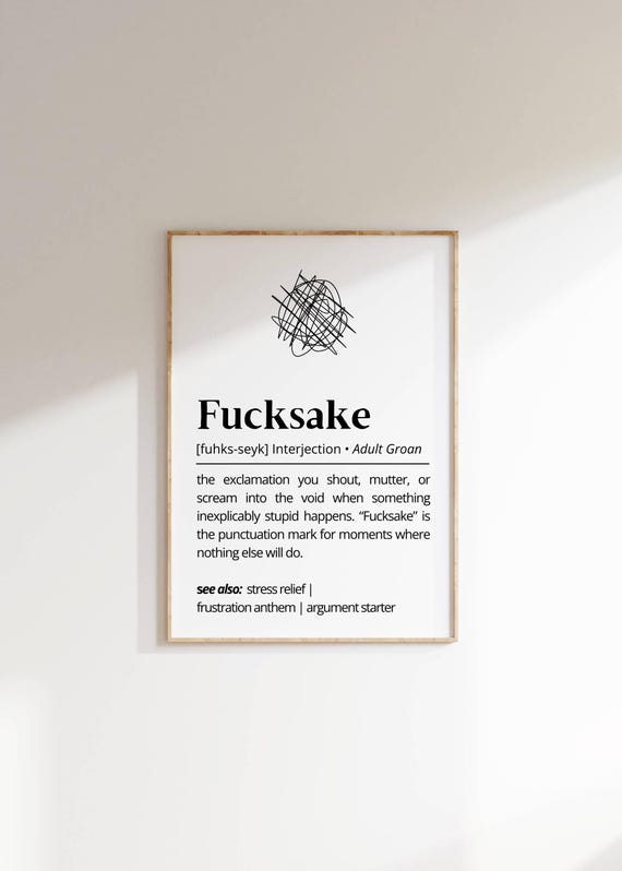 Fucksake Definition Quirky Humor Typography Art Print