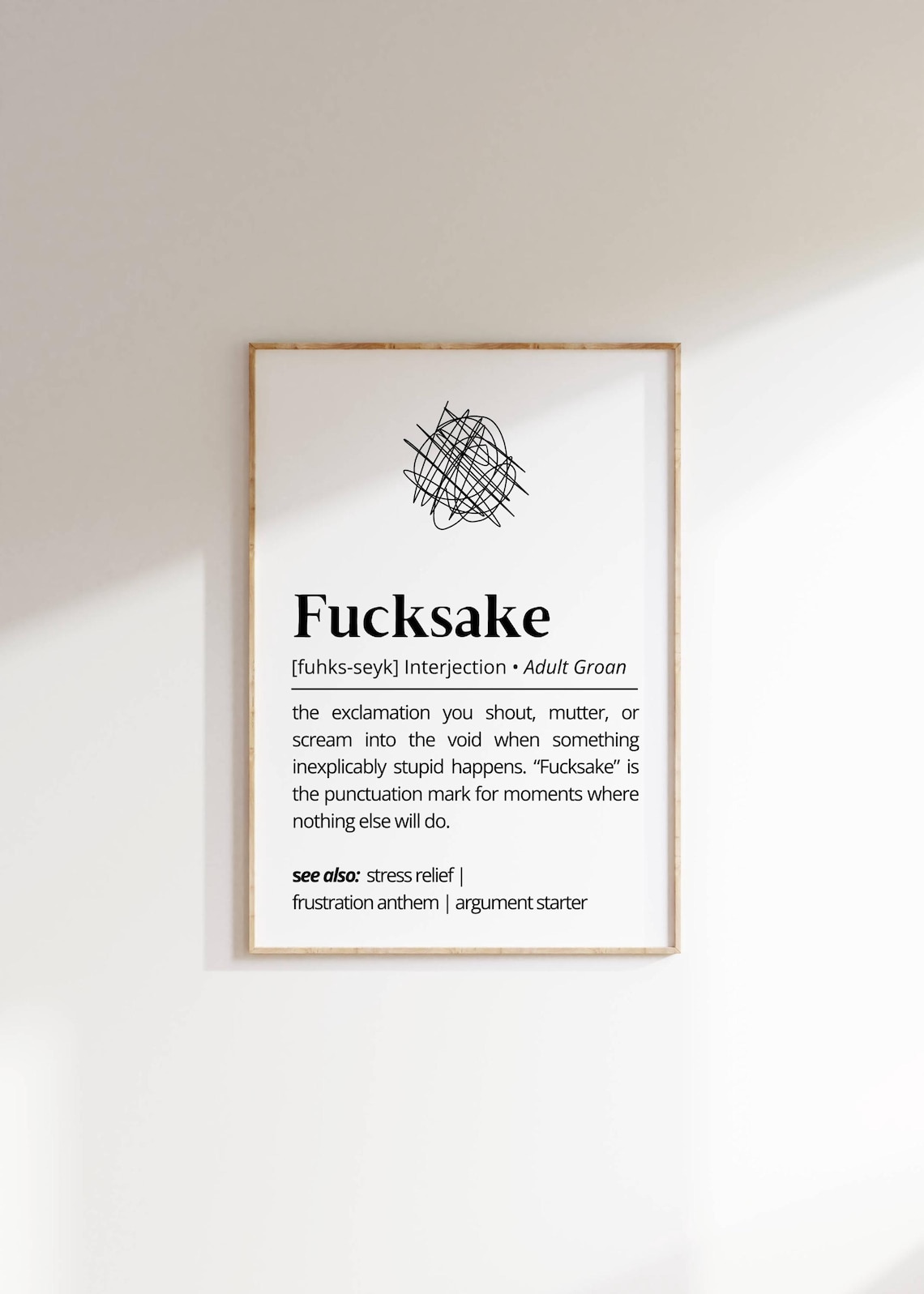 Fucksake Definition Quirky Humor Typography Art Print