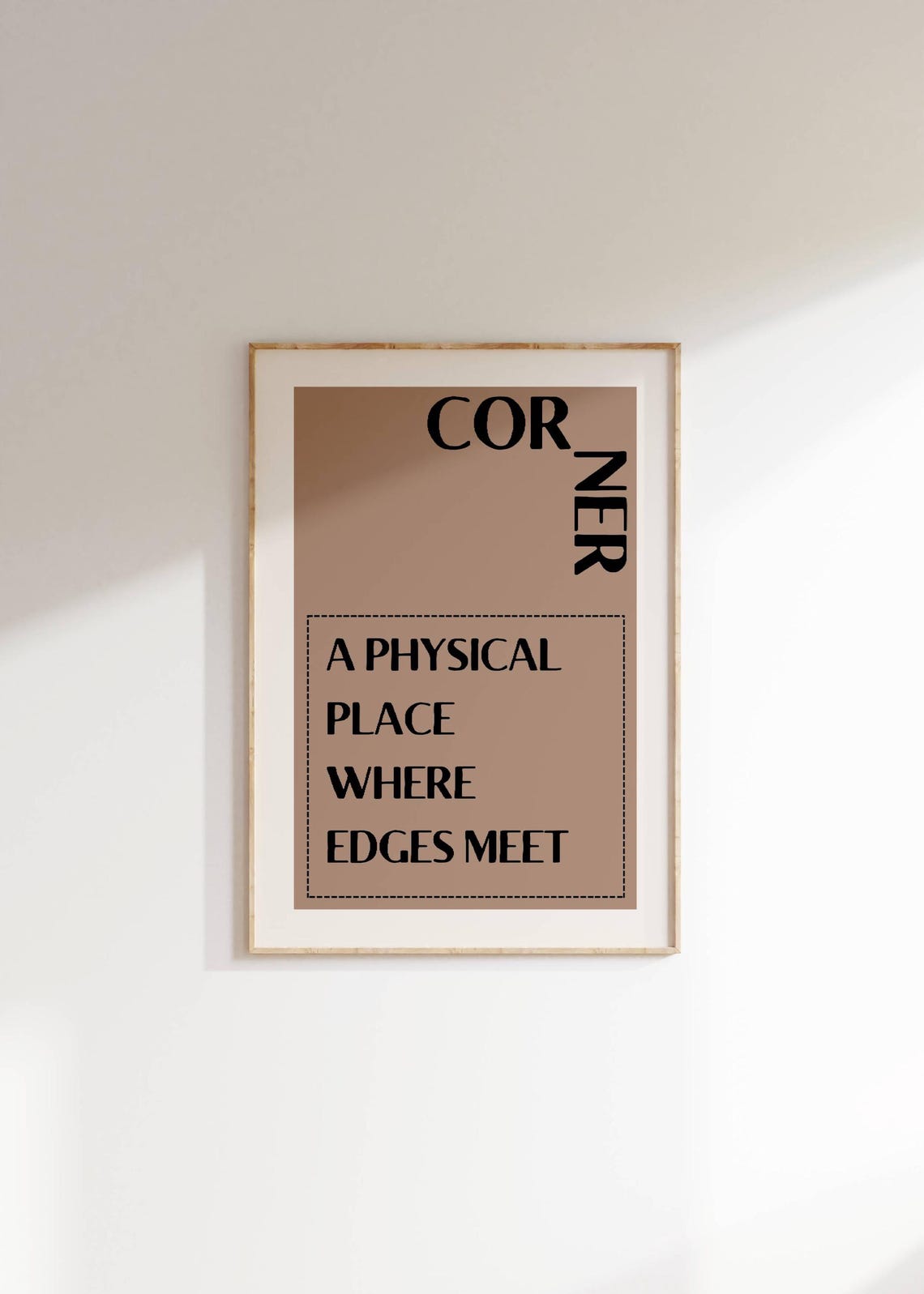 Corner Definition Minimalist Tan Typography Dictionary Style Poster