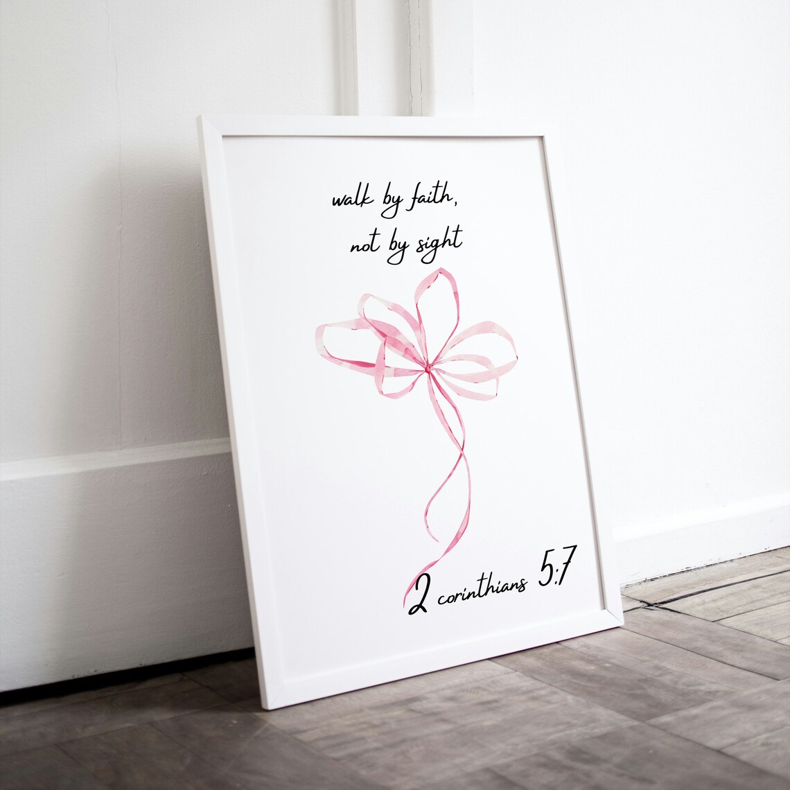 Walk By Faith Not By Sight Bible Verse Ribbon Bow Wall Poster - Image 3