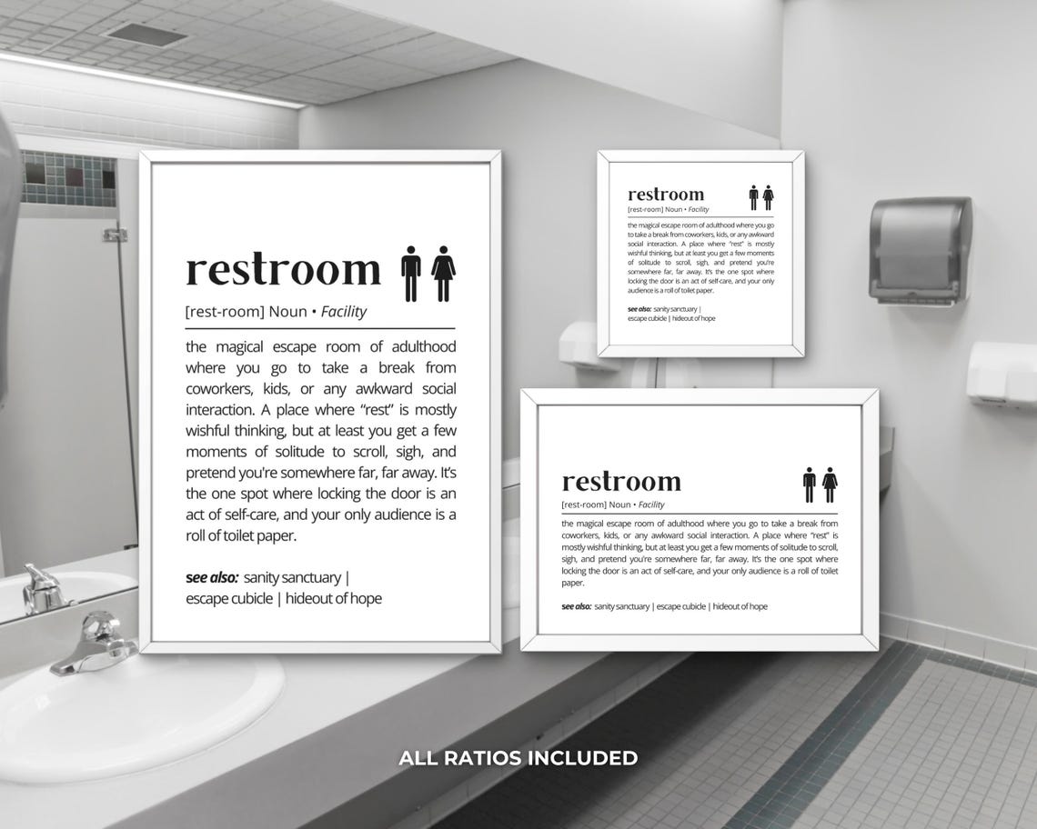 Restroom Funny Definition Bathroom Humor Facility Typography Poster - Image 3